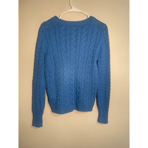 J. Crew Blue Diagonal Cable Knit Cotton Sweater Size Small - Picture 6 of 11